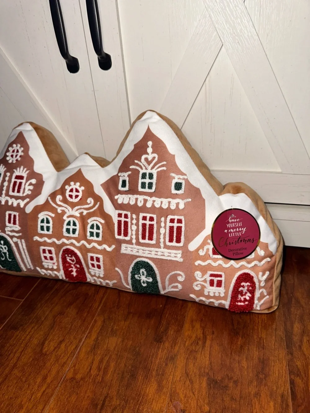 Holiday Gingerbread Village Decorative Pillow